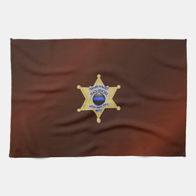 Thin Blue Line Flag & Badge Kitchen Towel (Horizontal)