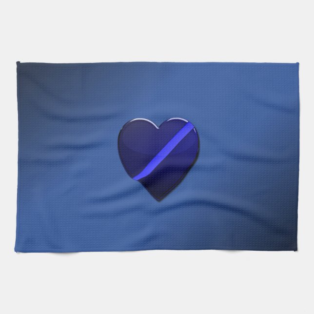 Thin Blue Line Flag & Badge Kitchen Towel (Horizontal)