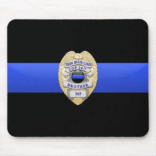 Thin Blue Line Flag & Badge Mouse Pad (Front)