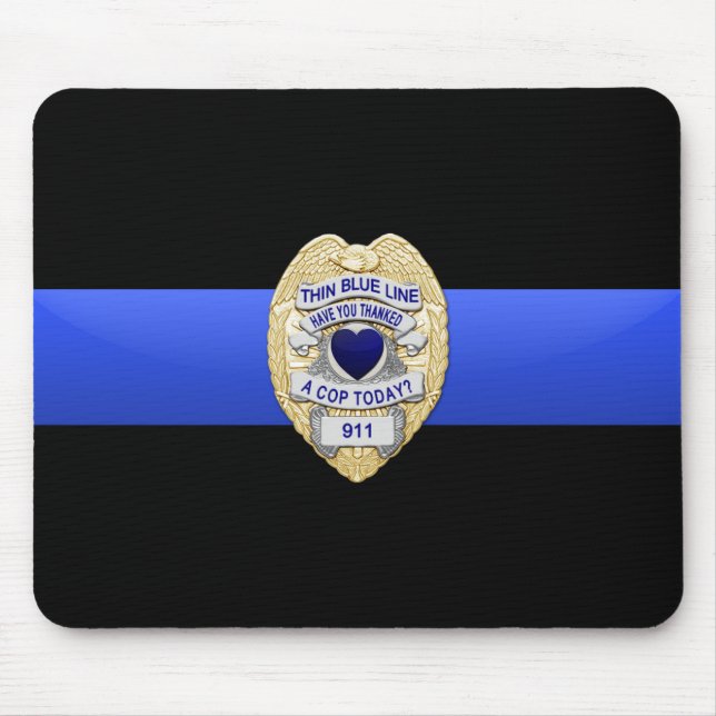 Thin Blue Line Flag & Badge Mouse Pad (Front)