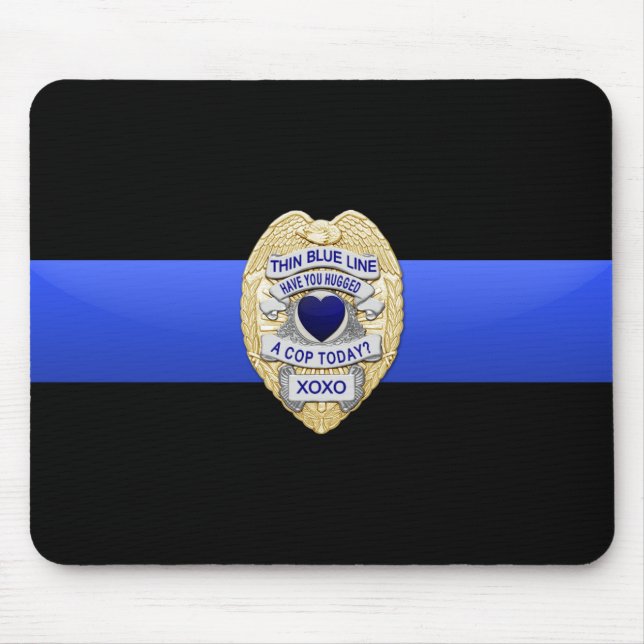 Thin Blue Line Flag & Badge Mouse Pad (Front)
