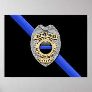 Thin Blue Line Flag & Badge Poster