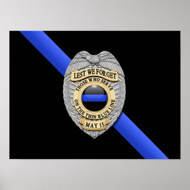 Thin Blue Line Flag & Badge Poster (Front)