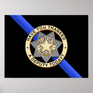 Thin Blue Line Flag & Badge Poster