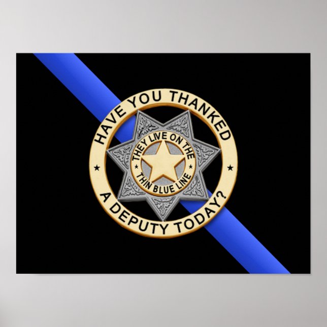 Thin Blue Line Flag & Badge Poster (Front)