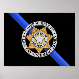 Thin Blue Line Flag & Badge Poster