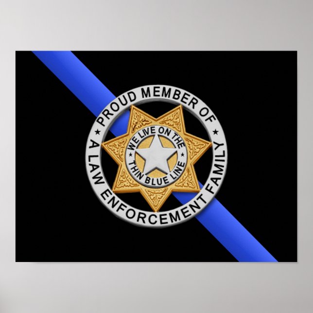 Thin Blue Line Flag & Badge Poster (Front)