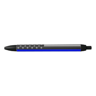Thin Blue Line Flag Black Ink Pen