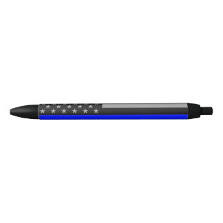 Thin Blue Line Flag Black Ink Pen