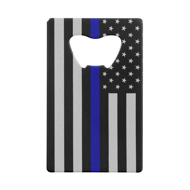 Thin Blue Line Flag Bottle Opener Wallet Bottle Opener (Front)