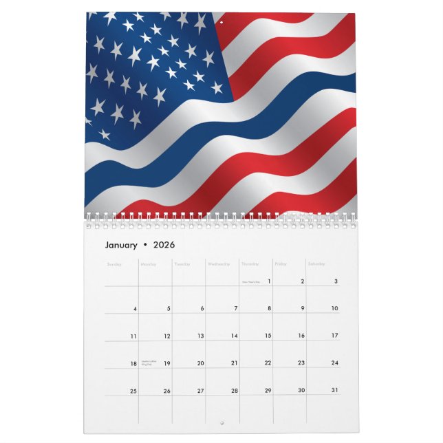 Thin Blue Line Flag Calendar (Jan 2026)