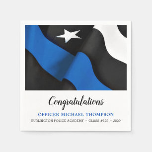 Thin Blue Line Flag Congratulations Police Party  Napkin