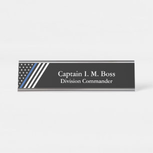 Thin Blue Line Flag Desk Name Plate
