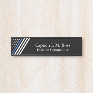 Thin Blue Line Flag Door Sign