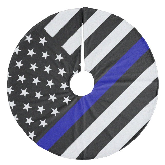 Thin Blue Line Flag Fleece Tree Skirt (Front)