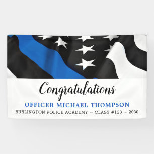 Thin Blue Line Flag Graduation Police Party Banner