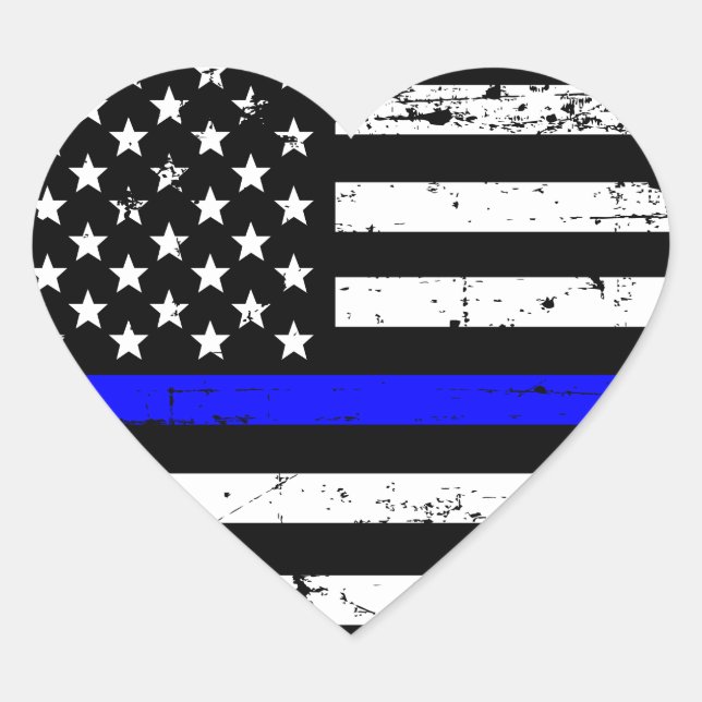 Thin Blue Line Flag Heart Sticker (Front)