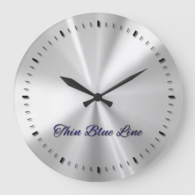 Thin Blue Line Flag Inlay Buttons Large Clock (Front)