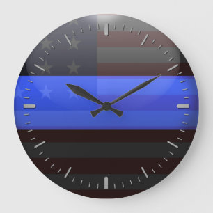 Thin Blue Line Flag Large Clock