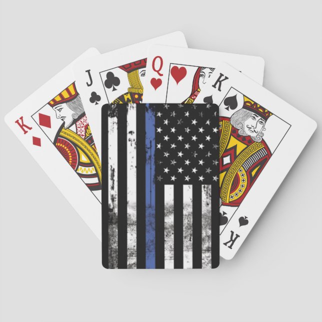 Thin Blue Line Flag Law Enforcement Playing Cards (Back)
