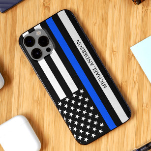 Thin Blue Line Flag Police Officer Name iPhone 15 Case