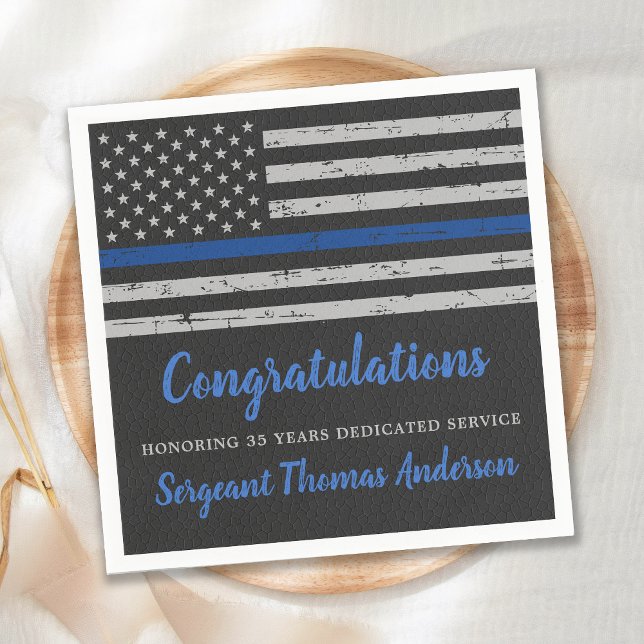 Thin Blue Line Flag Police Officer Retirement Napkin (Creator Uploaded)
