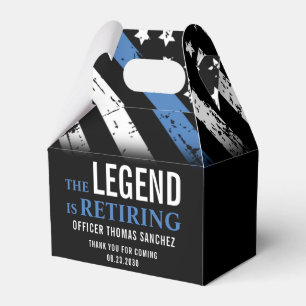 Thin Blue Line Flag Police Retirement Party Favor Box