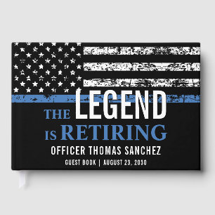 Thin Blue Line Flag Police Retirement Party Guest Book