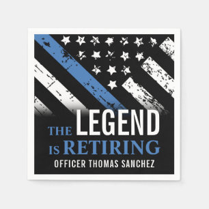Thin Blue Line Flag Police Retirement Party Napkin