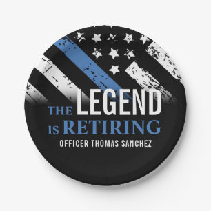 Thin Blue Line Flag Police Retirement Party Paper Plate