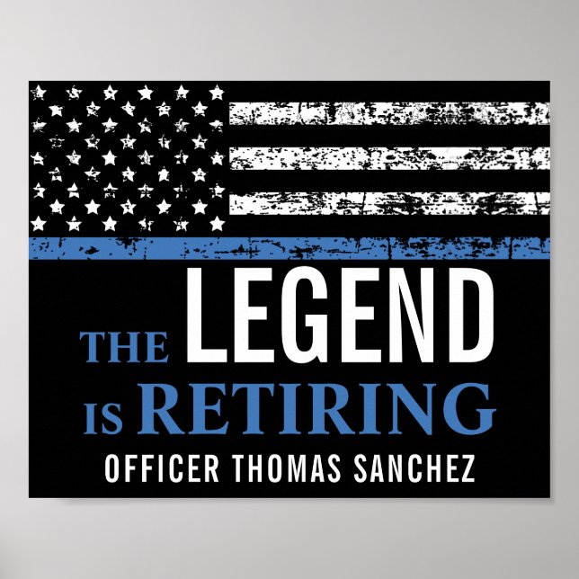Thin Blue Line Flag Police Retirement Party Poster (Front)