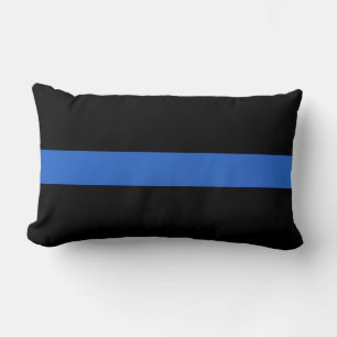 Thin Blue Line Flag police solidarity symbol usa a Lumbar Pillow