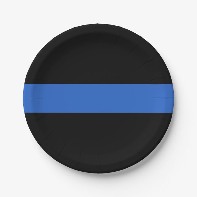 Thin Blue Line Flag police solidarity symbol usa a Paper Plate (Front)