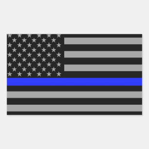 Thin Blue Line Flag Rectangle Glossy Stickers
