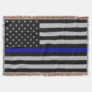 Thin Blue Line Flag Throw Blanket