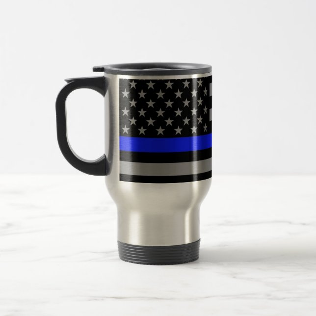 Thin Blue Line Flag Travel Mug (Left)