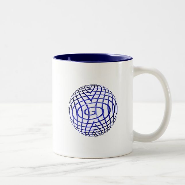 Thin Blue Line Globe & Glowing Button Two-Tone Coffee Mug (Right)