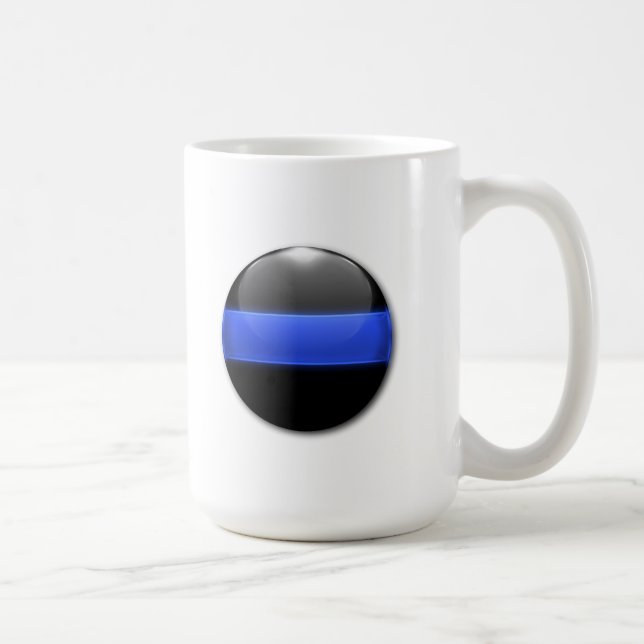 Thin Blue Line Glowing Button Coffee Mug (Right)