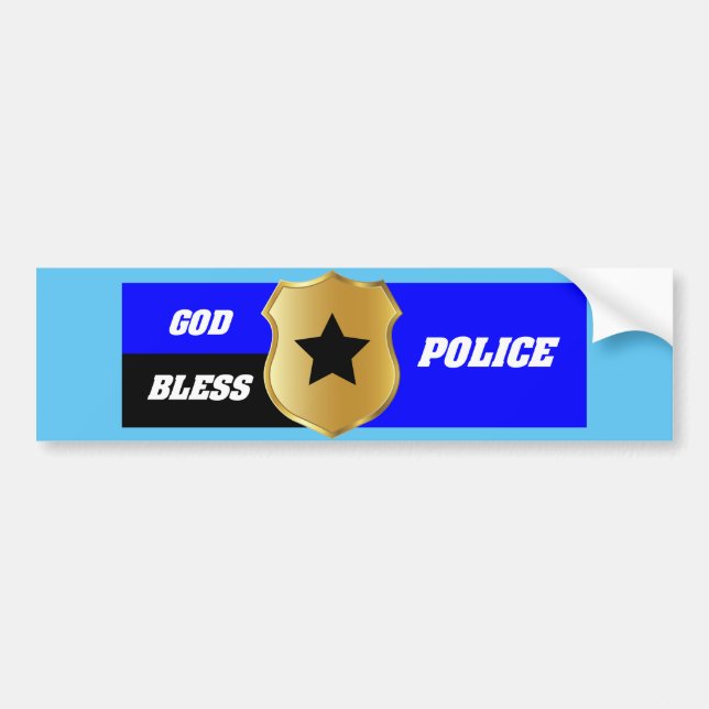 Thin Blue Line, God Bless Police Bumper Sticker (Front)