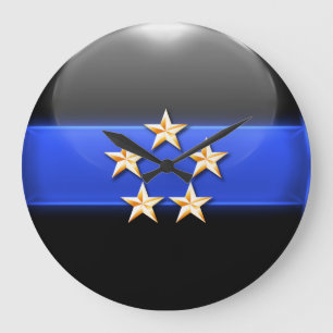 Thin Blue Line - Gold 5-Star Chief Rank Insignia Large Clock