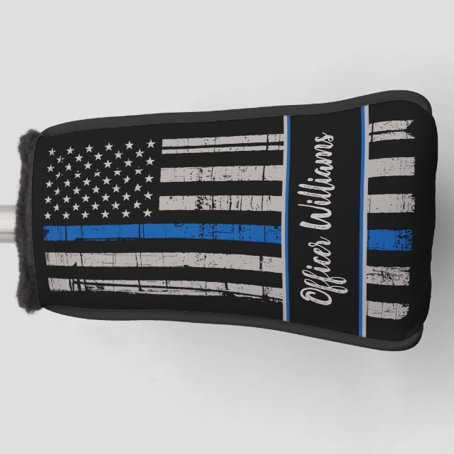 Thin Blue Line Golf - Police Gift - Police Officer Golf Head Cover (Front)
