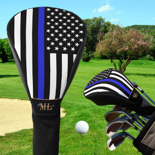 Thin Blue Line & Golf USA flag / Monogramed Clubs Head Cover