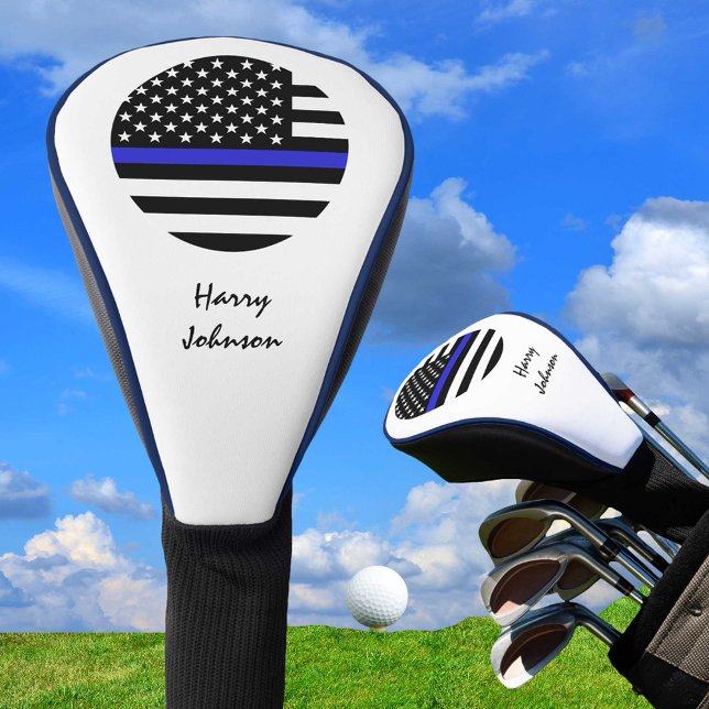 Thin Blue Line & Golf USA flag Monogrammed Head Cover (Creator Uploaded)