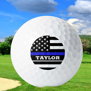 Thin Blue Line & Golf USA personalized police flag Balls