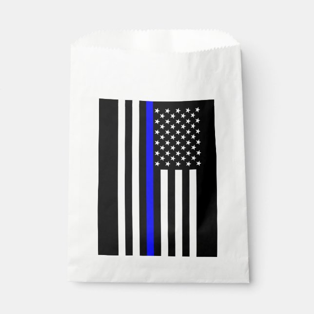 Thin Blue Line Graphic on a US Flag Favour Bag (Front)