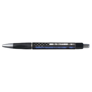 Thin Blue Line Grunge Flag Law Enforcement Pen
