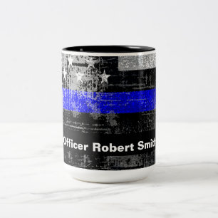 Thin Blue Line Grunge Officer Mug