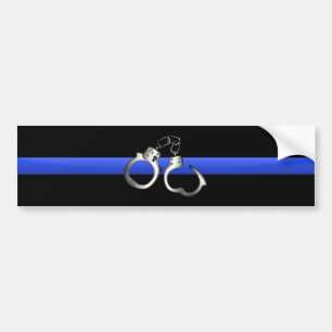 Thin Blue Line & Handcuffs Bumper Sticker