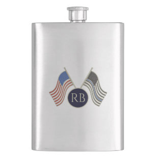 Thin Blue Line Hip Flask