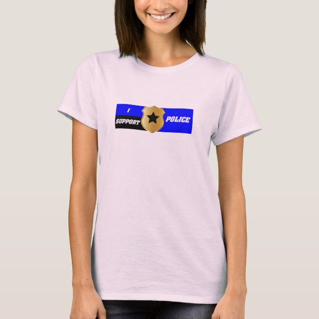Thin Blue Line, I Support Police T-Shirt (Front)